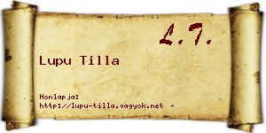 Lupu Tilla névjegykártya